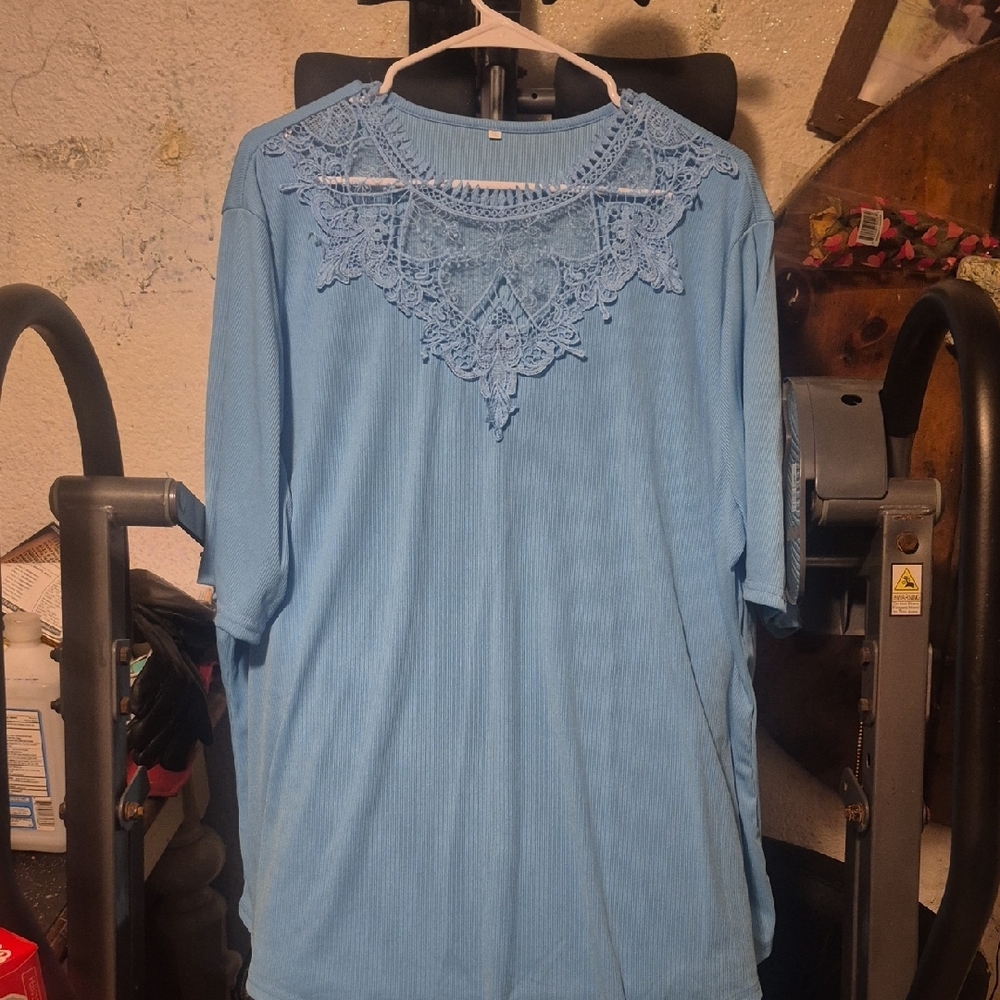 Elegant Blue Lace Blouse